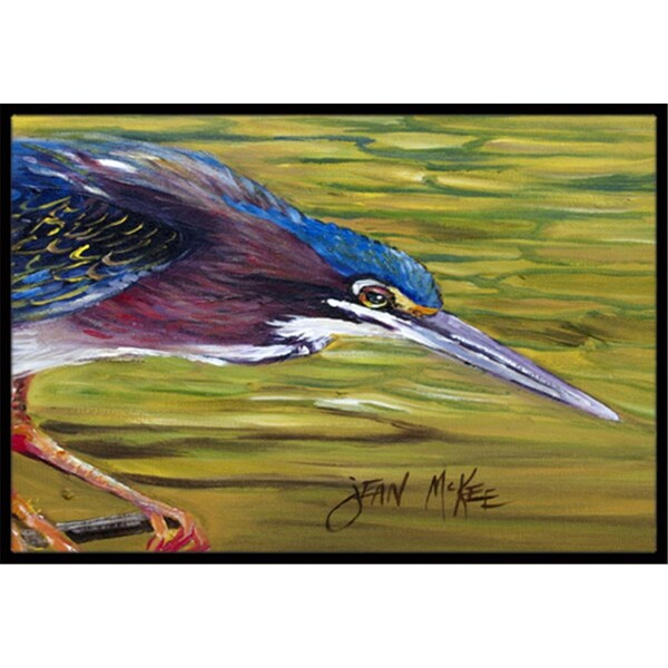 Carolines Treasures Green Heron Indoor and Outdoor Mat- 18 x 27 in. JMK1016MAT - main